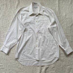 Men's Christian Dior White Striped Button Down Shirt - Size 17